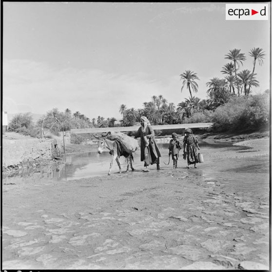 Population civile se ravitaillant en eau. [Description en cours]