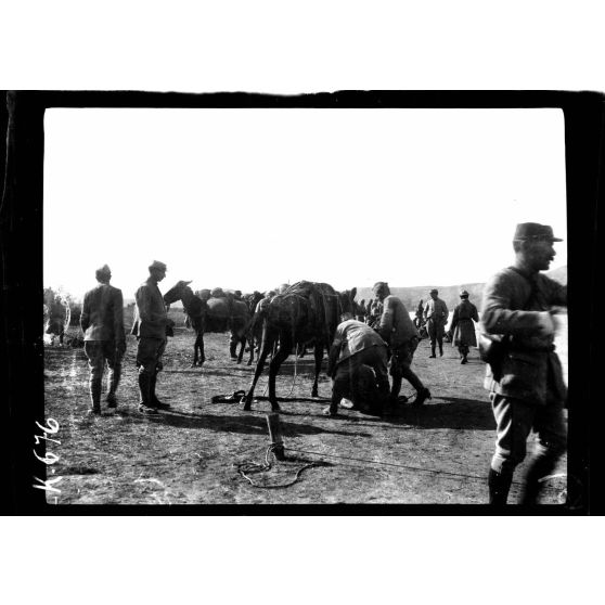 Gare de Krivolak. Soldats français (du 284e de ligne). [légende d'origine]