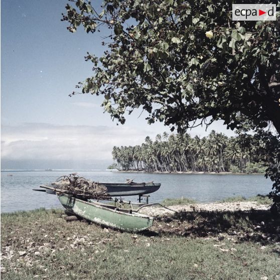 Pirogues de pêcheurs sur le rivage à Tahiti.