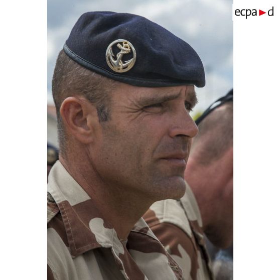 Portrait d'un marsouin du régiment d'infanterie - chars de marine (RICM) lors d'une cérémonie à Poitiers.