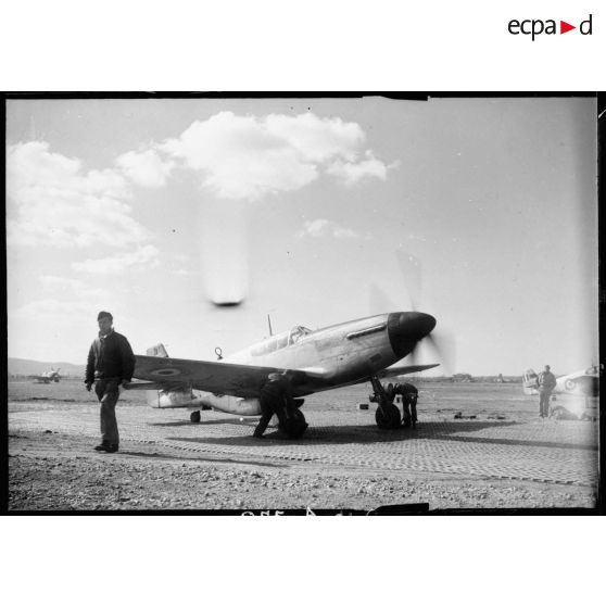 Pilote aux côtés de son Mustang P-51.