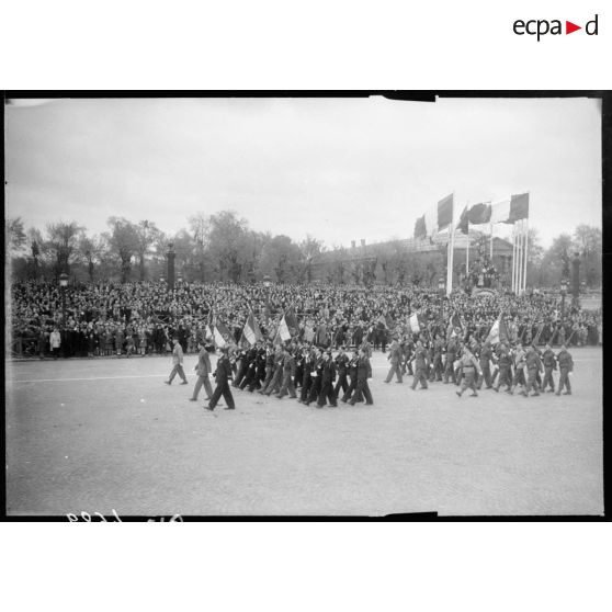 Défilé des portes-drapeaux de l'armée de l'Air.