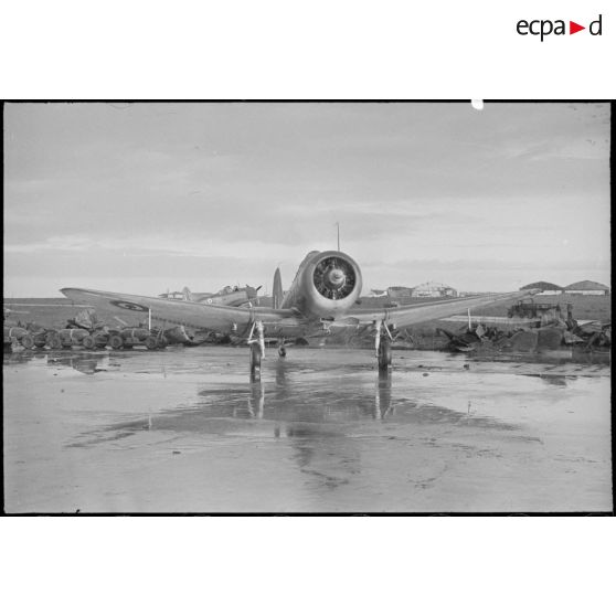 Bombardier en piqué Douglas SBD-5 Dauntless d'une flottille de l'aéronautique navale parqué sur la base de Cognac.