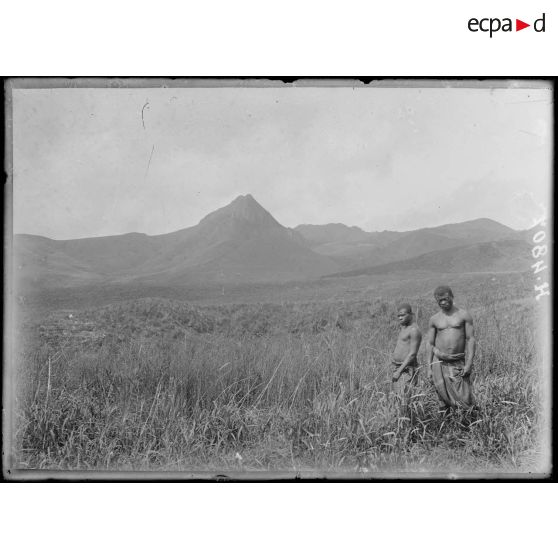 De Mbureku à Poala, altitude 1800 m environ. Massif et pic du Manengouba. [légende d'origine]