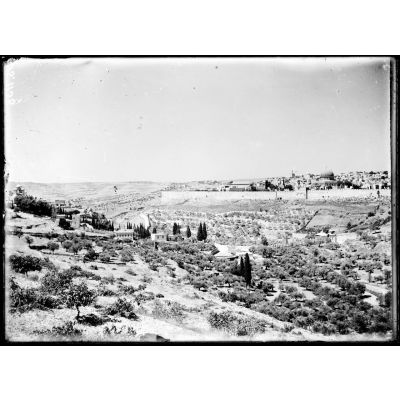 Jérusalem. Palestine. Panorama de Jérusalem. La vallée de Josaphat et Gethsémani. [légende d'origine]