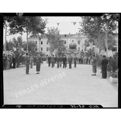 Cérémonie militaire à l'occasion de l'anniversaire de la bataille de Camerone, à la caserne Vienot de Sidi-Bel-Abbès.