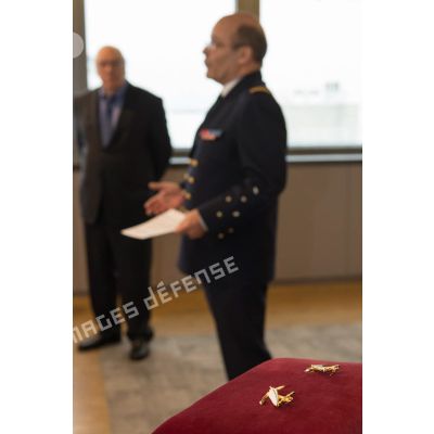 L'amiral Chritophe Prazuck, CEMM (chef d'état-major de la Marine), préside une réception au sein du salon Lafayette du PRTHA (pôle de restauration des très hautes autorités) au Ministère des Armées.