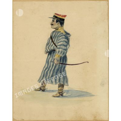 [Portrait aquarellé du capitaine Lionel Dumas du 1er régiment étranger de la Légion étrangère, vêtu d'une djellaba marocaine].