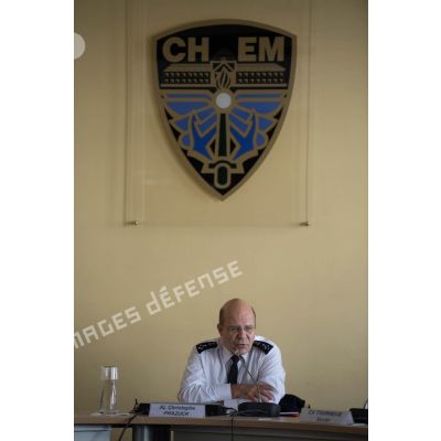Réunion du CHEM présidée par l'amiral Christophe Prazuck, CEMM (chef d'état-major de la Marine), à l'Ecole Militaire.