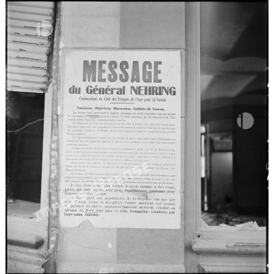 Affiche du général allemand Nehring demandant aux populations civiles et militaires de se battrent contre les Alliés.