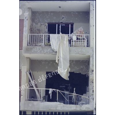 Habitations détruites dans Beyrouth-Ouest.