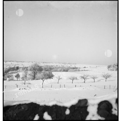 Paysage alsacien sous la neige dans le secteur de la 5e armée.