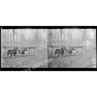 (Bois de la Viergette) (entre Moiremont et Florent) (Marne). Echelons du 53e d'artillerie. 2e groupe de 90. 31-1-16. [légende d'origine]