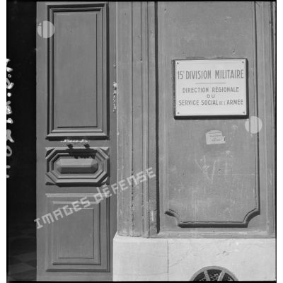 L'entrée de la direction régionale du Service social de l'armée qui dépend de la 15e division militaire à Marseille.