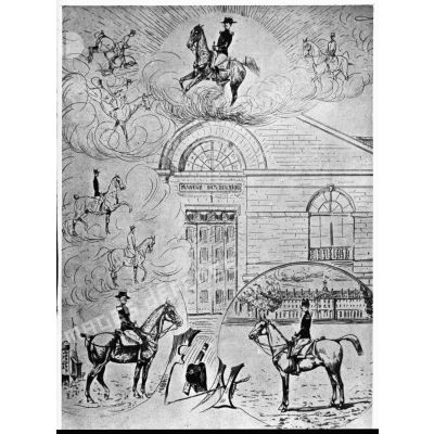 Gravures ou dessins représentant le carrousel de l'école de cavalerie de Saumur.