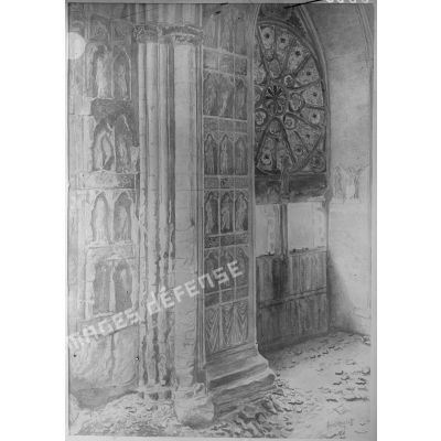 Paris. Musée Leblanc. Reims, portail central de la cathédrale (revers) par Mouret. [légende d'origine]