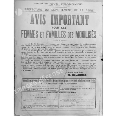 Paris. Musée Leblanc. Allocations aux femmes des mobilisés. [légende d’origine]