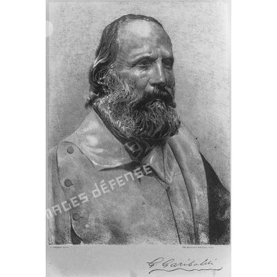 [Reproduction d'une lithographie : portrait de Giuseppe Garibaldi.]