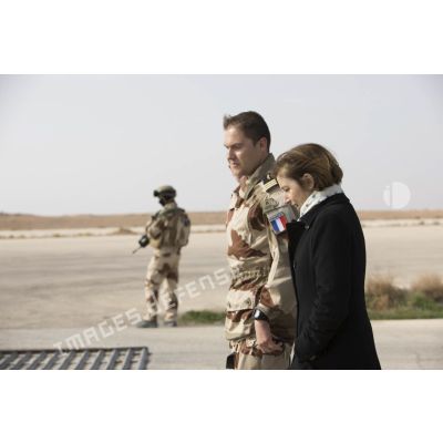 La ministre des Armées visite la base aérienne aérienne projetée (BAP) en Jordanie.