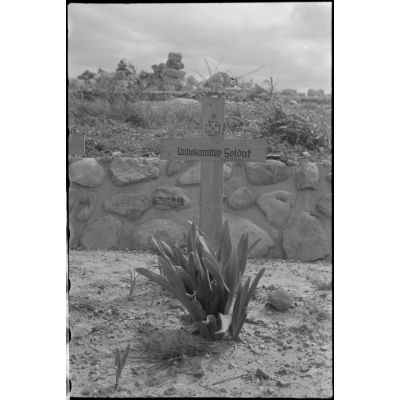 A Maleme en Crète, les tombes allemandes de parachutistes tombés lors de l'opération Merkur, nom de baptême de l'opération aéroportée allemande de l'invasion de la Crète.
