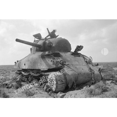 La carcasse  du char Sherman M4A1 américain Dixie Belle, numéro de série 3014969.
