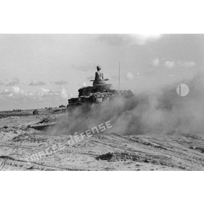 Une colonne de chars Panzer III (Pz-III) progresse.