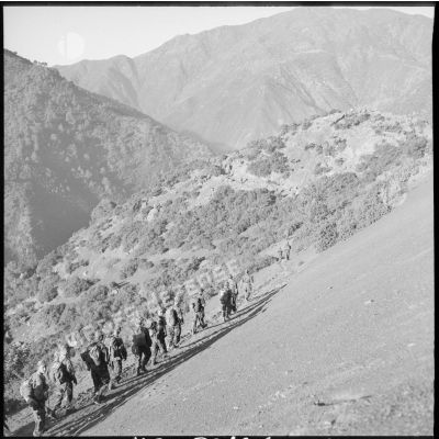 Une colonne du 2e régiment de parachutistes coloniaux (RPC) progresse dans la montagne Chréa.