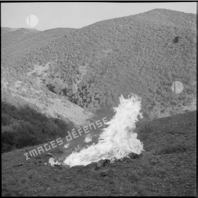 Explosion d'un cocktail molotov récupéré dans une cache d'armes dans le nord du massif des Trara.