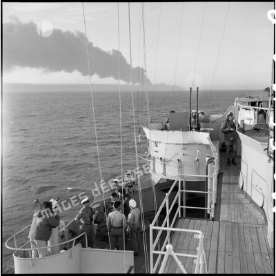 A bord du Gustave Zédé en vue des côtes égyptiennes lors du débarquement franco-britannique à Port-Saïd.