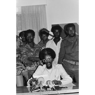 Portrait du Président Goukouni Ouedeï lors d'une conférence de presse dans sa résidence de N'Djamena.  [légende d'origine]