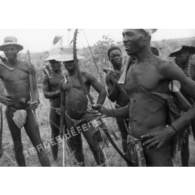 République togolaise, village de Navare, 1954. Chasseurs Konkomba.