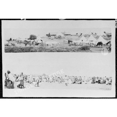 Haut : Camp des spahis à Berkane, 1909. Bas : le marché de Berkane. [légendes d'origine]