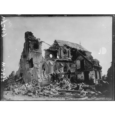 Ribécourt, l'église détruite. [légende d'origine]